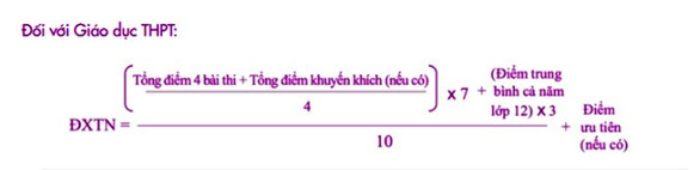 Công thức tính điểm xét tốt nghiệp đối với học sinh giáo dục THPT