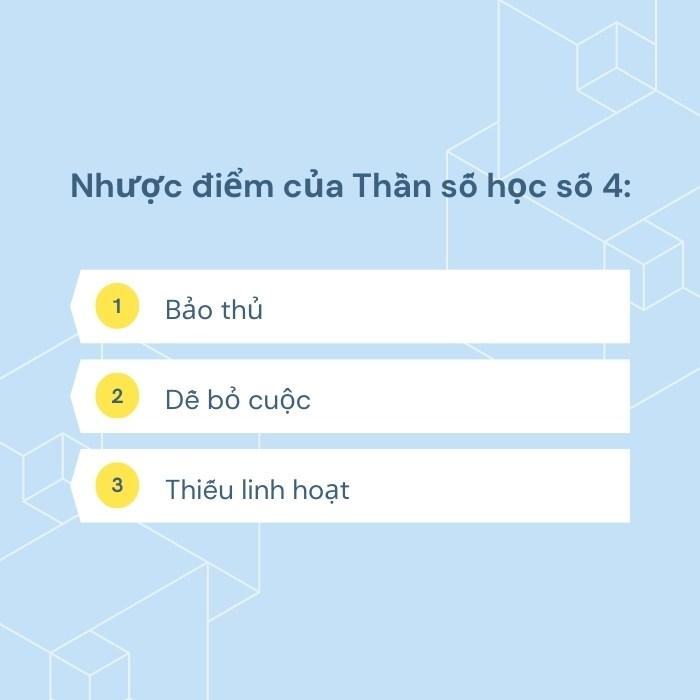 Nhược điểm của Thần số học số 4