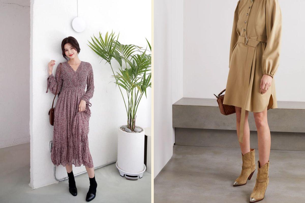 Giày boot mặc váy gì