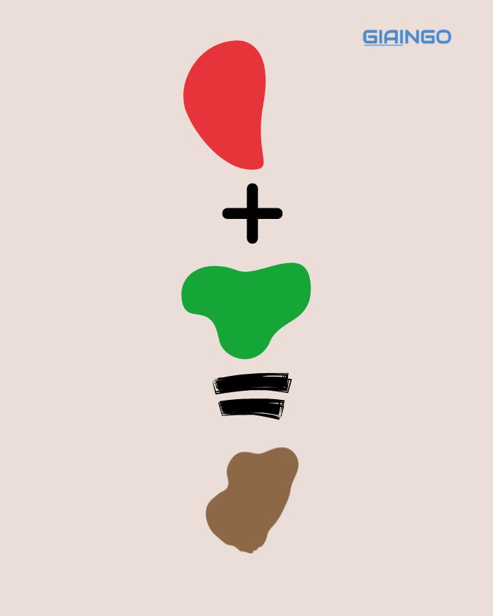 Cách pha màu đỏ với xanh lá